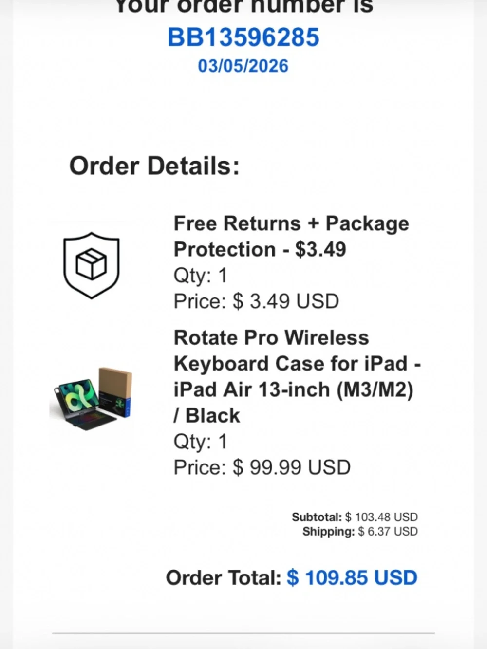 Bluebolt Rotate Pro Wireless Keyboard for IPad Air 13” (M3,M2) Black